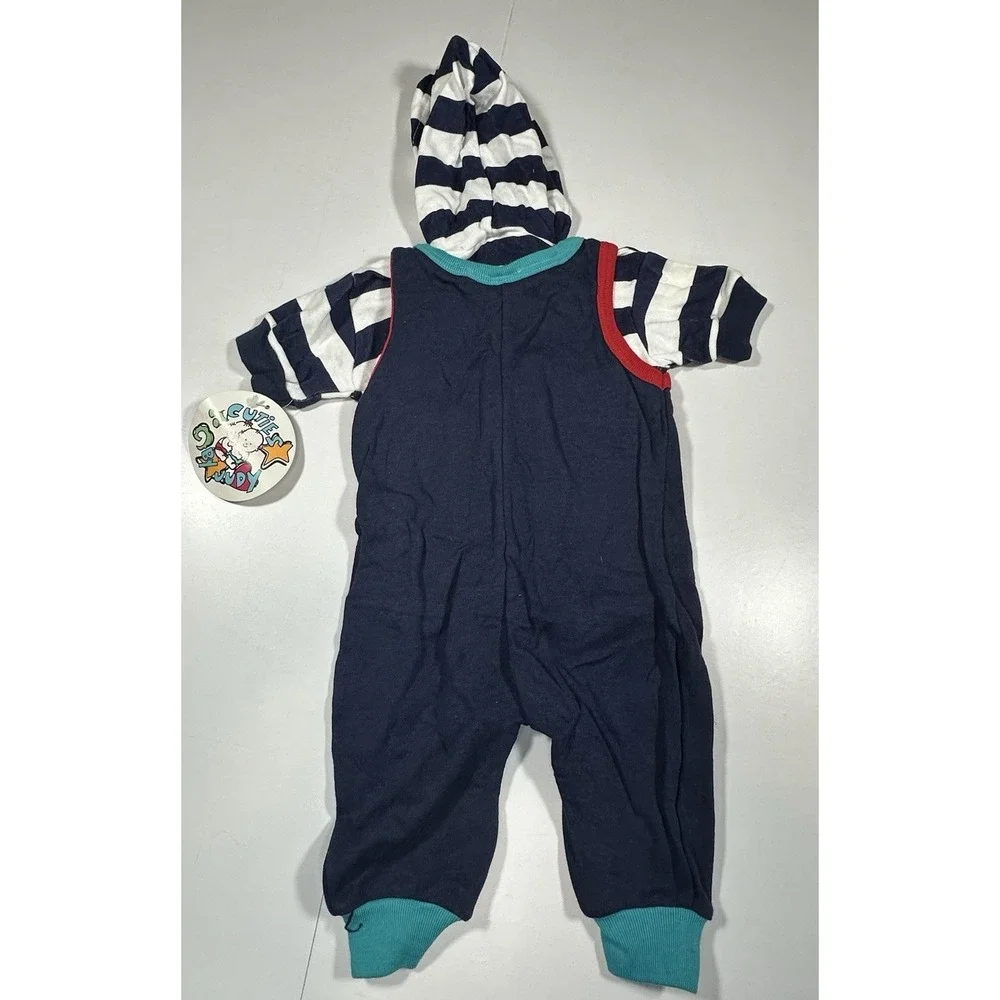 Vintage 90s Cuties By Judy Sky Diving Striped‎ Romper Jumper 6/9 Months NEW